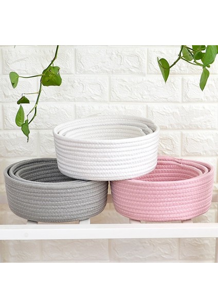 Shanhua Shop Gri Tarzı 26X10CM Yuvarlak Küçük El Dokuması Sepet Masa Üstü Atıştırmalıklar Enkaz Sepeti Depolama Sepeti Anahtar Kozmetik Sehpa Depolama Sepeti (Yurt Dışından)