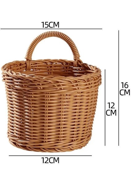 J Değil Katlanabilir Stil Duvara Asılı Sebze ve Meyve Sepeti Doğal Hasır Dokuma Meyve Sepeti Mutfak Masası Duvara Asılı Depolama Sepeti Kuru Raf (Yurt Dışından)