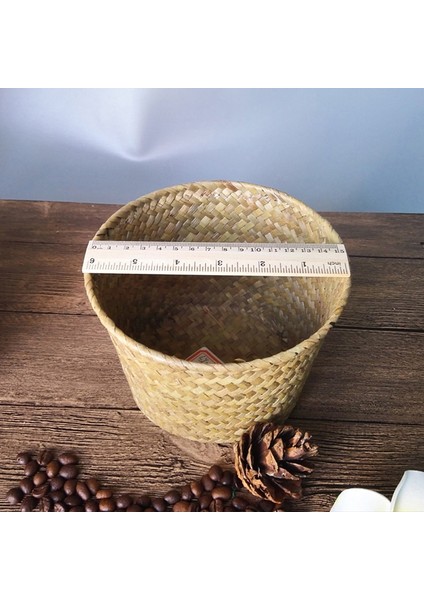 Bir Stil Çamaşır Hasır Patchwork Hasır Rattan Seagrass Göbek Bahçe Saksı Ekici Sepeti El Yapımı Bambu Saklama Sepetleri (Yurt Dışından) fırsatları