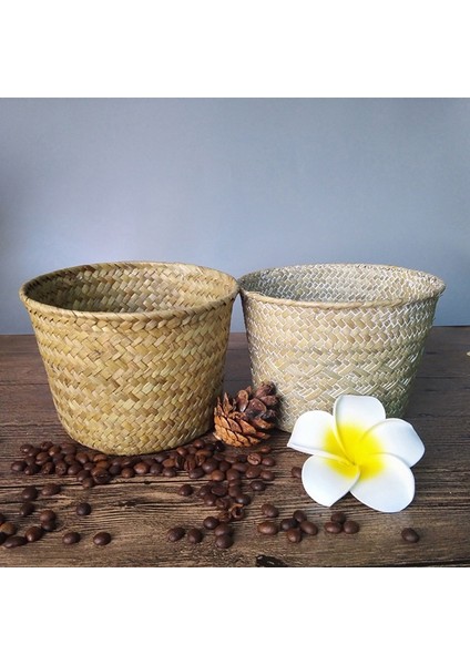 Bir Stil Çamaşır Hasır Patchwork Hasır Rattan Seagrass Göbek Bahçe Saksı Ekici Sepeti El Yapımı Bambu Saklama Sepetleri (Yurt Dışından) indirimleri