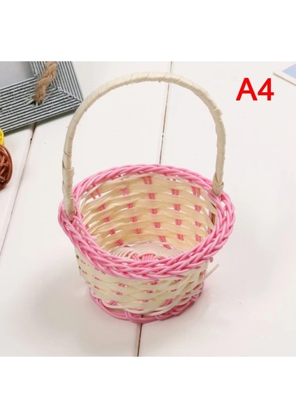A4 Stili 1 Adet Mini El Dokuması Saklama Sepetleri Plastik Dokuma Saklama Sepetleri Kumaş Çiçek Sepeti Meyve Rattan Kozmetik Çay Poşetleri (Yurt Dışından)