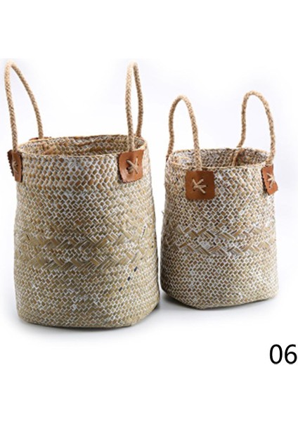 Beyaz S ve M Stili Lavanta Vazo Dokuma Çeşitli Eşyalar Saklama Sepetleri Asılı Sepet Rattan Babysbreath Saksı Saksı Ev Sepeti Saplı (Yurt Dışından)