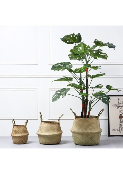 H Tarzı L Beden El Yapımı Depolama Sepeti Seagrass Hasır Saksı Bitki Sepeti Ev Bahçe Dekorasyon Katlanabilir Çamaşır Organizatör (Yurt Dışından) indirimleri