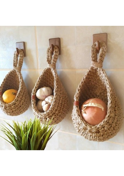 J Değil Katlanabilir Stil Duvara Asılı Sebze ve Meyve Sepeti Doğal Hasır Dokuma Meyve Sepeti Mutfak Masası Duvara Asılı Depolama Sepeti Kuru Raf (Yurt Dışından) indirimleri