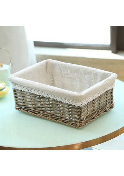 J Tarzı 25X15X11CM 4 Boyutlu El Yapımı Rattan Saklama Sepetleri Ev Eşyaları Aperatifler Meyve Enkazı Çamaşır Fg Söğüt Depolama Sepeti (Yurt Dışından)