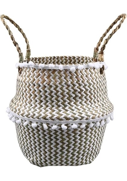Renk 14 Tarzı L-32CMX28CM Whısm Seagrass Çamaşır Depolama Sepeti Katlanır El Yapımı Saman Saksı Ekici Sepet Hasır Oyuncak Depolama Tutucu Organizatör (Yurt Dışından)