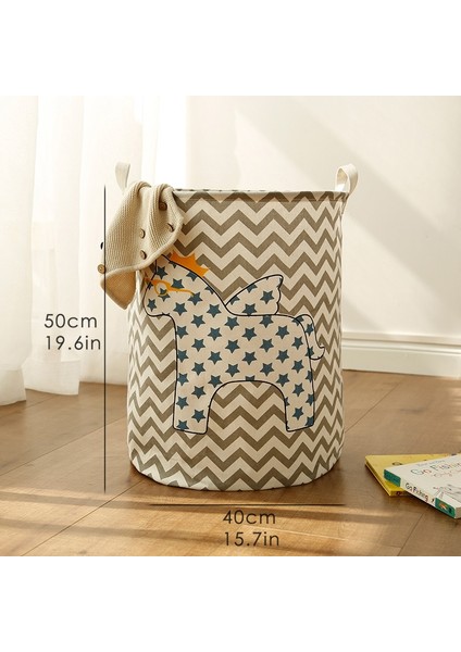 Dalga At-Büyük Tarzı Çamaşır Sepeti Oyuncak Depolama Standı Kutu Sıralayıcısı Bugün Kuralları Giysi Organizatör Kutusu Ev Depolama 40*50CM Katlanabilir Kulplu Pop Up (Yurt Dışından)