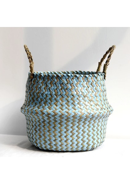 Birincil Stil 23CMX20CM Boho Dekor Çizgili Hasır Saklama Sepetleri El Yapımı Katlanabilir Çamaşır Sepeti Hasır Patchwork Rieten Mand Yosun Çiçeği (Yurt Dışından) indirimleri