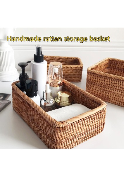 25CM X17CM x 8cm Stili El Dokuması Rattan Hasır Sepet Meyve Çayı Aperatif Ekmek Sepeti Kozmetik Dikdörtgen Saklama Kutusu Ev Mutfak Gereçleri (Yurt Dışından) fiyatları