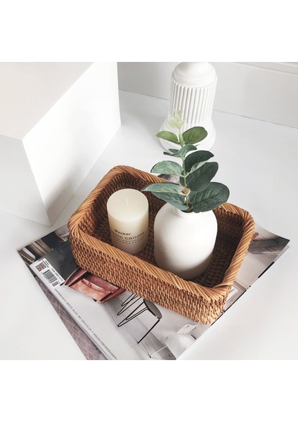 25CM X17CM x 8cm Stili El Dokuması Rattan Hasır Sepet Meyve Çayı Aperatif Ekmek Sepeti Kozmetik Dikdörtgen Saklama Kutusu Ev Mutfak Gereçleri (Yurt Dışından) indirimleri