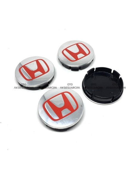 Honda Cıvıc Gri- Kırmızı Jant Göbek 56X52MM
