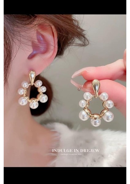 Kadın Vip Seri Suni Incili Özel Tasarım Marka Küpe Seti