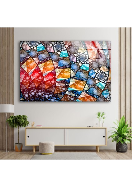 Vitray Renkli Tempeli Cam Duvar Tablosu