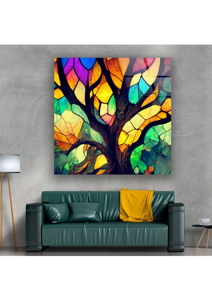 Hayat Ağacı Vitray Temperli Cam Duvar Tablosu modelleri
