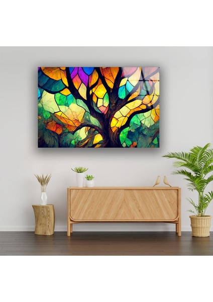 Hayat Ağacı Vitray Temperli Cam Duvar Tablosu fırsatları