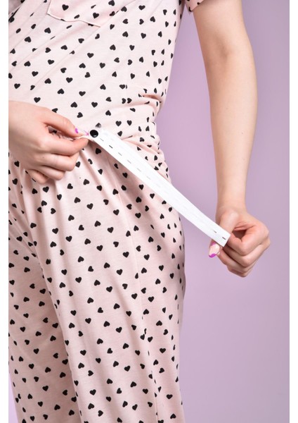 Penye Önden Düğmeli Hamile Lohusa Kısa Kol Pijama Takımı