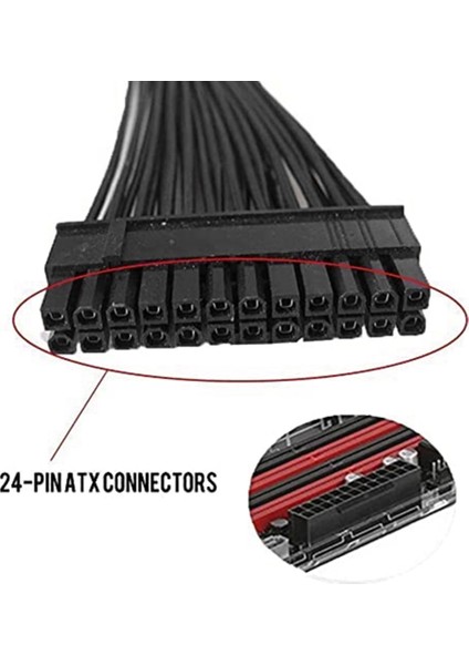 Atx Anakart Için 24PIN'DEN 24(20+4) Pinli Çift Güç Kaynağı Kablosu (Yurt Dışından) indirimleri