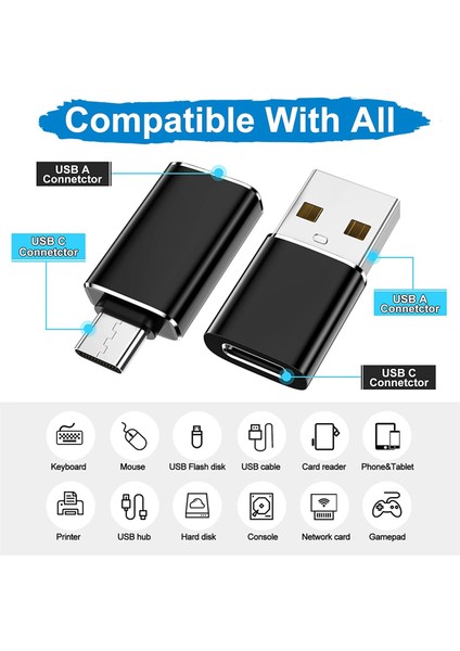 Iphone/pc Için 4'lü Paket USB C'den Usb'ye Adaptör ve Usb'den USB C'ye Adaptör (Yurt Dışından)