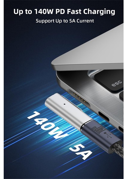 140W 90 Derece USB C'den Manyetik 3'lü Şarj Adaptörüne (Yurt Dışından)