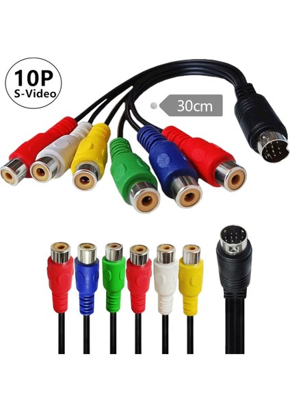 S-Video - Dişi Rgb 6 Rca 10 Pin Din S-Video Erkek Komponent Kablosu (Yurt Dışından)