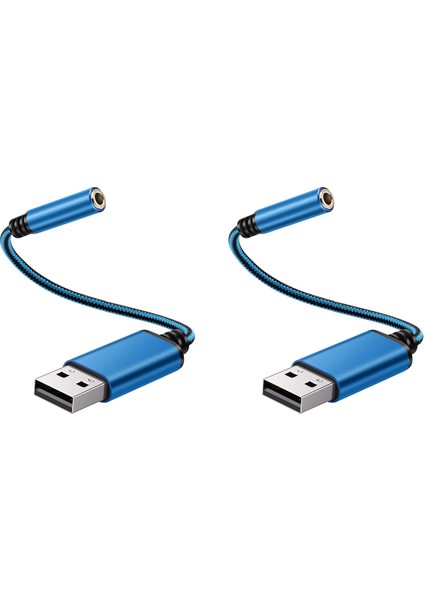 Usb'den 3,5 Mm'ye Ses Adaptörü, Pc, Ps4, Mac Vb. Için (0,6 Feet, Mavi) (Yurt Dışından)