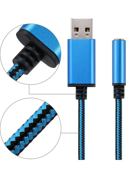 Usb'den 3,5 Mm'ye Ses Adaptörü, Pc, Ps4, Mac Vb. Için (0,6 Feet, Mavi) (Yurt Dışından)