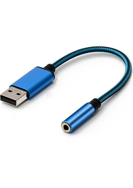 Usb'den 3,5 Mm'ye Ses Adaptörü, Pc, Ps4, Mac Vb. Için (0,6 Feet, Mavi) (Yurt Dışından)