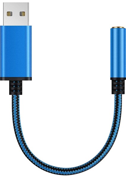 Usb'den 3,5 Mm'ye Ses Adaptörü, Pc, Ps4, Mac Vb. Için (0,6 Feet, Mavi) (Yurt Dışından)