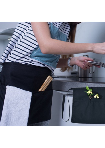 2li Polycotton Yarım Önlük - Çift Cepli Pamuk Siyah (Yurt Dışından) fırsatları