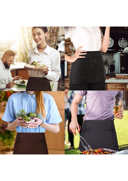 2li Polycotton Yarım Önlük - Çift Cepli Pamuk Siyah (Yurt Dışından) indirimleri