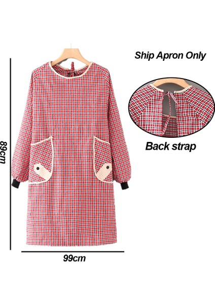 Uzun Kollu Önlük-Saf Pamuklu Uzun Kol Düğmeli Cep Kırmızı (Yurt Dışından) fiyatları