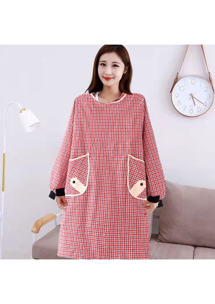 Uzun Kollu Önlük-Saf Pamuklu Uzun Kol Düğmeli Cep Kırmızı (Yurt Dışından) fırsatları