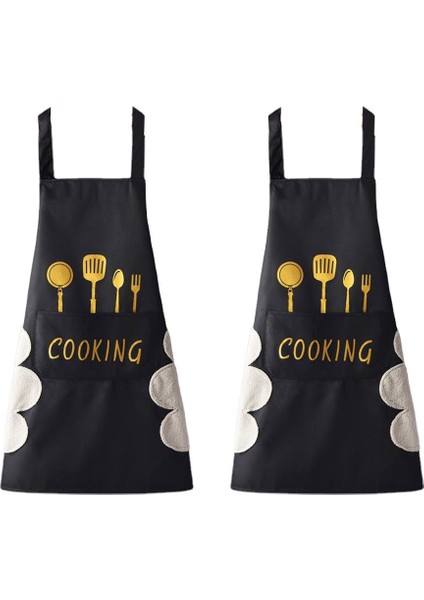2 Adet Bıçak ve Çatal Baskılı Önlük-Siyah Bıçak ve Çatal (Yurt Dışından)
