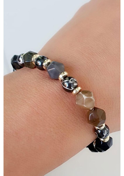 Hematit ve Akik Taşlı El Işi Doğal Taş Bileklik fiyatları