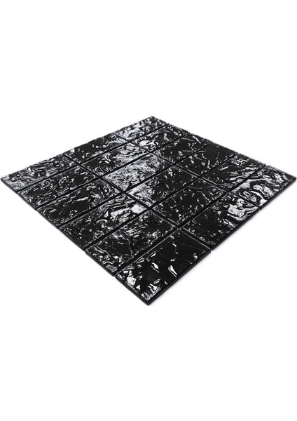 Mutfak Tezgah Arası, Banyo, Havuz, Sauna, Spa ve Yaşam Alanlarının Tüm Yüzeyleri Için Kaya Deseni Yüzeyli, 30X30 cm Fileli Siyah Kristal Cam Mozaik. ( 1 m2 fiyatıdır )