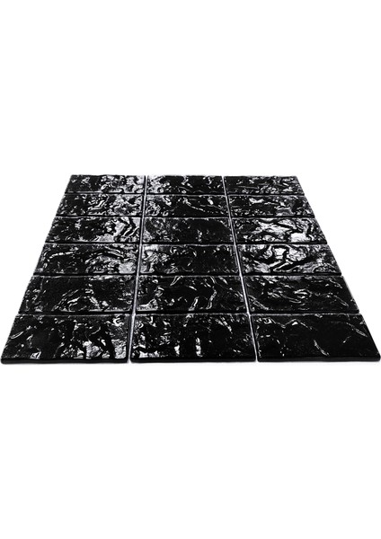 Mutfak Tezgah Arası, Banyo, Havuz, Sauna, Spa ve Yaşam Alanlarının Tüm Yüzeyleri Için Kaya Deseni Yüzeyli, 30X30 cm Fileli Siyah Kristal Cam Mozaik. ( 1 m2 fiyatıdır )