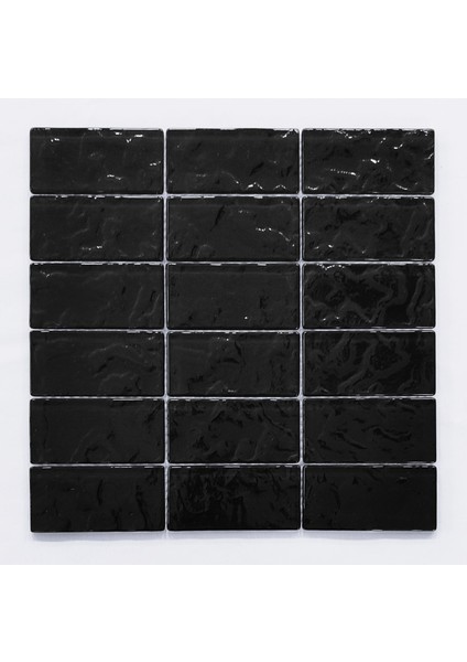 Mutfak Tezgah Arası, Banyo, Havuz, Sauna, Spa ve Yaşam Alanlarının Tüm Yüzeyleri Için Kaya Deseni Yüzeyli, 30X30 cm Fileli Siyah Kristal Cam Mozaik. ( 1 m2 fiyatıdır )
