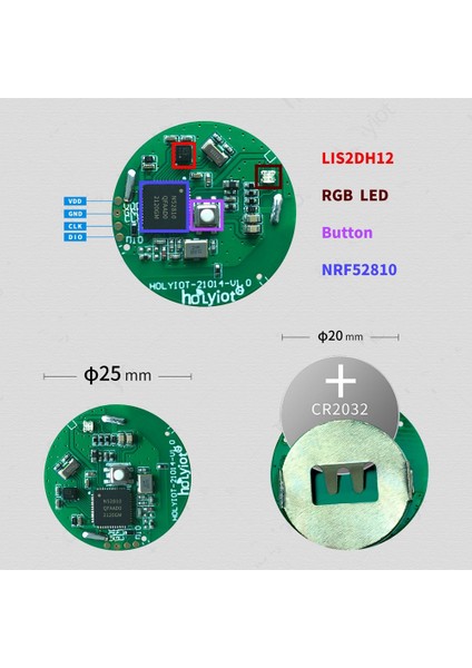 Adet NRF52810 Beacon Etiketi Ivme Ölçer Sensörü ile Ble5.0 Bluetooth Düşük Güç Tüketimi Modülü Ibeacon, Yeşil + Beyaz (Yurt Dışından)