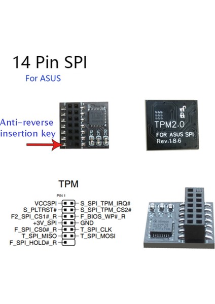 2.0 Şifreleme Güvenlik Modülü Uzaktan Kart 14 Pin Spı Tpm2.0 Anakart Için Güvenlik Modülü (Yurt Dışından)