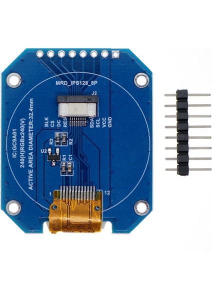 1.28 Inç Tft LCD Ekran Modülü Yuvarlak Rgb 240X240 GC9A01 Sürücü 4 Telli Spı Arayüzü 240X240 Çözünürlük Adaptörü Pcb (Yurt Dışından)