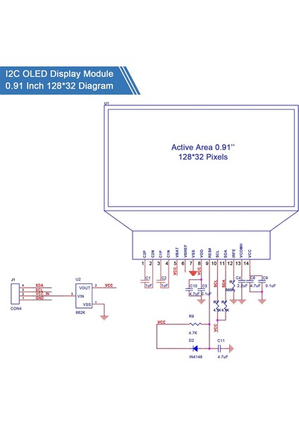 Parça I2C Ekran Modülü 0.91 Inç I2C OLED Ekran Modülü I2C OLED Ekran Sürücüsü Dc 3.3V-5V(BEYAZ Işık) (Yurt Dışından)