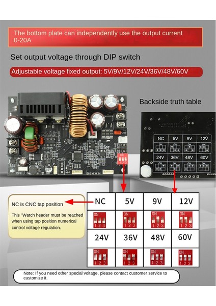 Cnc Ayarlanabilir Dc Regüle Güç Kaynağı Sabit Gerilim Sabit Akım Bakım 20A/1200W Adım Aşağı Modülü (Yurt Dışından)