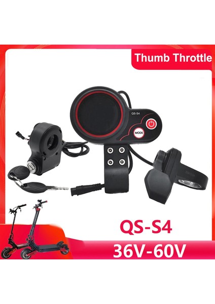 Qs-S4 36V-60V Başparmak Gaz LCD Ekran Kiti + Kontak Kilit Anahtarı Sıfır 8 9 10 8x 10X Elektrikli Scooter 6pın Ekran (Yurt Dışından)