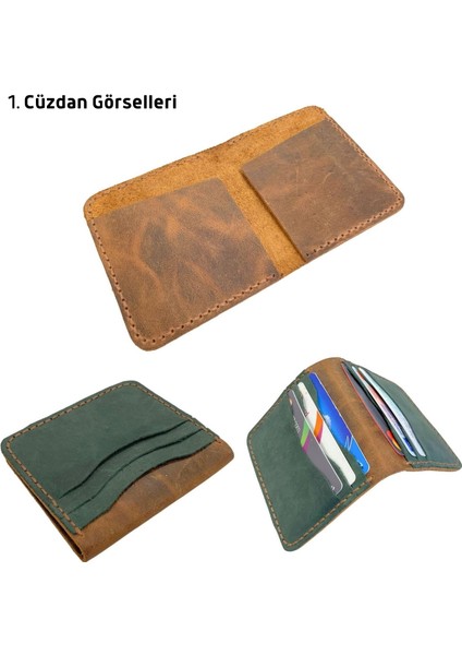 Hobi Deri Kapaklı Yatay Cüzdan Yapım Şablonu 6 Parça Kalıp IB09