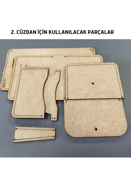 Hobi Deri Kapaklı Yatay Cüzdan Yapım Şablonu 6 Parça Kalıp IB09 modelleri