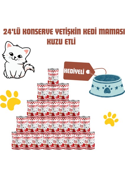 Premium Yetişkin Kedi Konservesi Kuzu Etli 400 gr X24