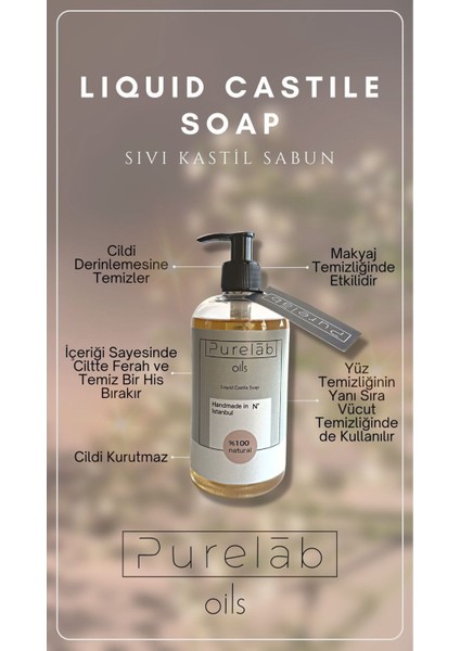 Sıvı Kastil Sabun Doğal Zeytinyağlı Yoğun Nemlendirici Arındırıcı Bitkisel Vegan Sabun 400 Ml