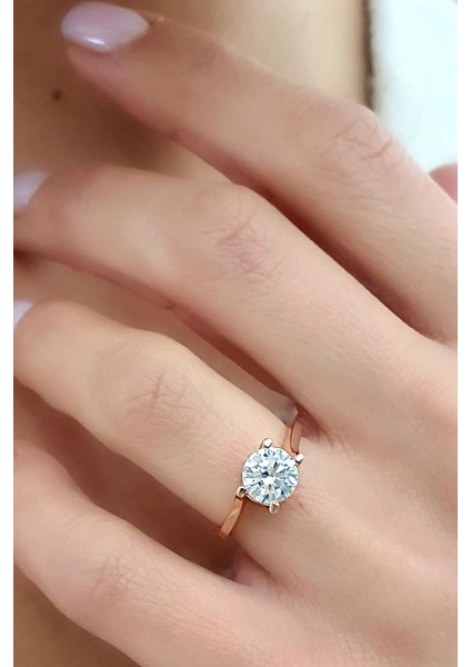 Sky Diamond Taşlı 925ayar Gümüş Üzerine Rose Altın Kaplama Burgu Tek Taş Yüzük modelleri