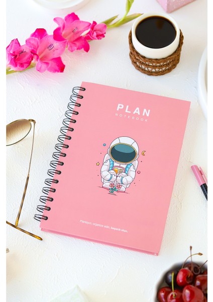 Deep Notebook 3'lü Set Süresiz Planlayıcı Ajanda A5 Spiralli -Astoronot- Tasarım