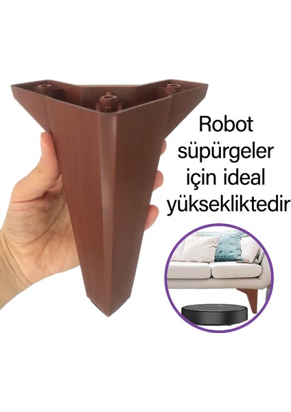 4 Adet Serdivan 15 cm Ceviz Ahşap Desenli Lüx Mobilya Kanepe Sehpa Ünite Koltuk Ayağı Baza Ayak